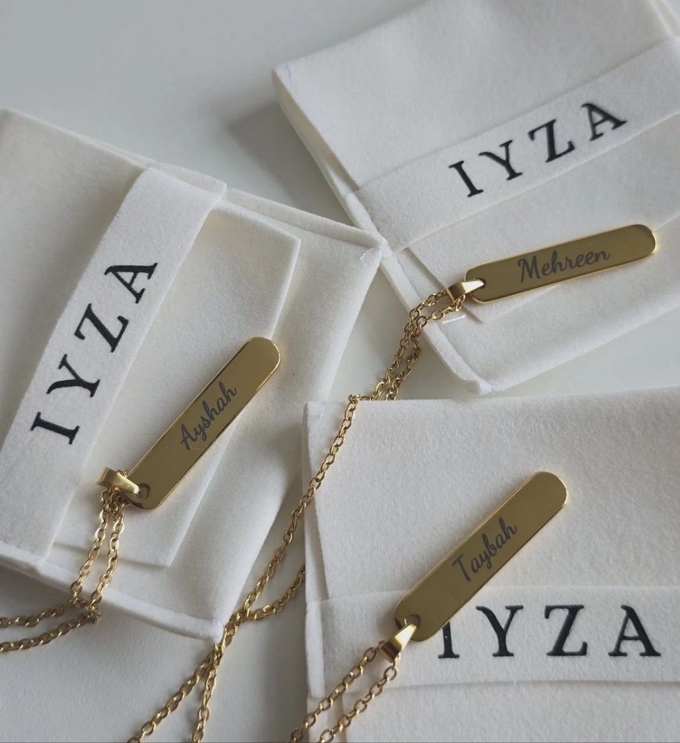 Personalised Gold plated flat plate necklace