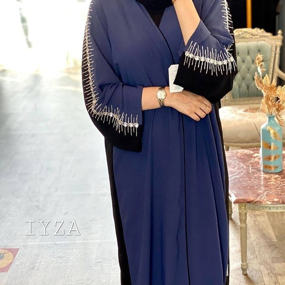 Navy and black abaya with embellishments