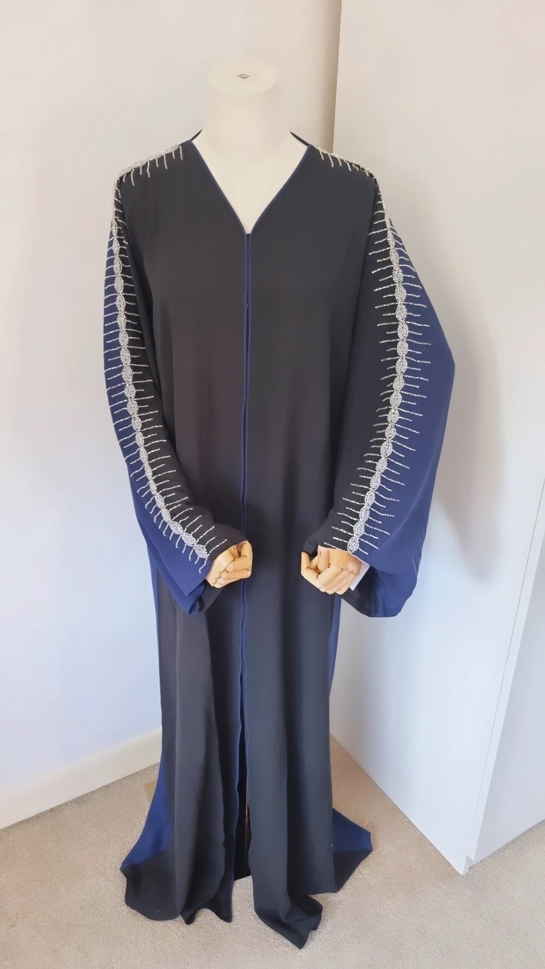 Black and navy abaya with embellishments