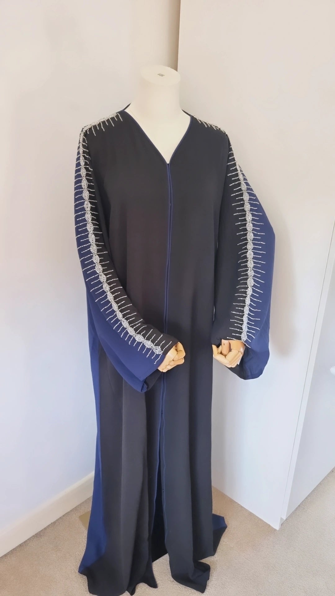 Black and navy abaya with embellishments
