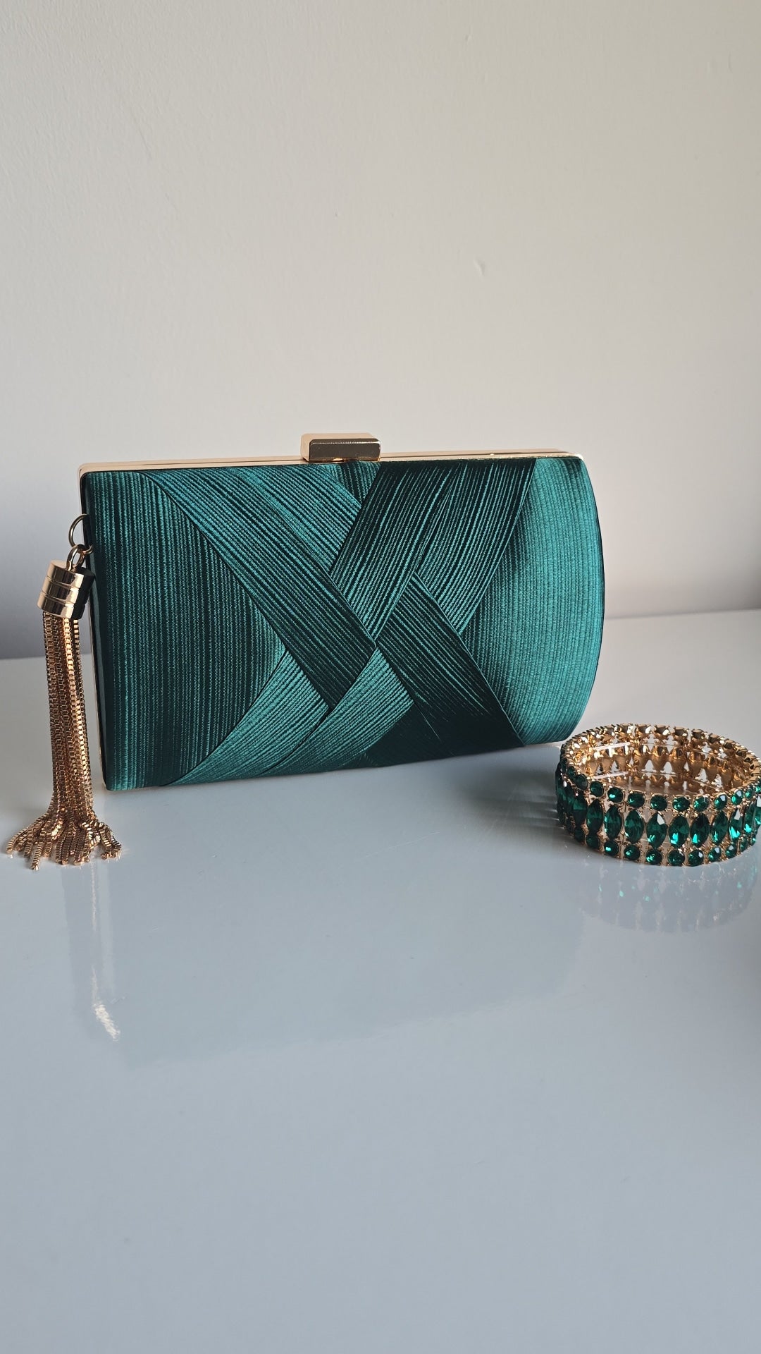 Teal dark green clutch Bag