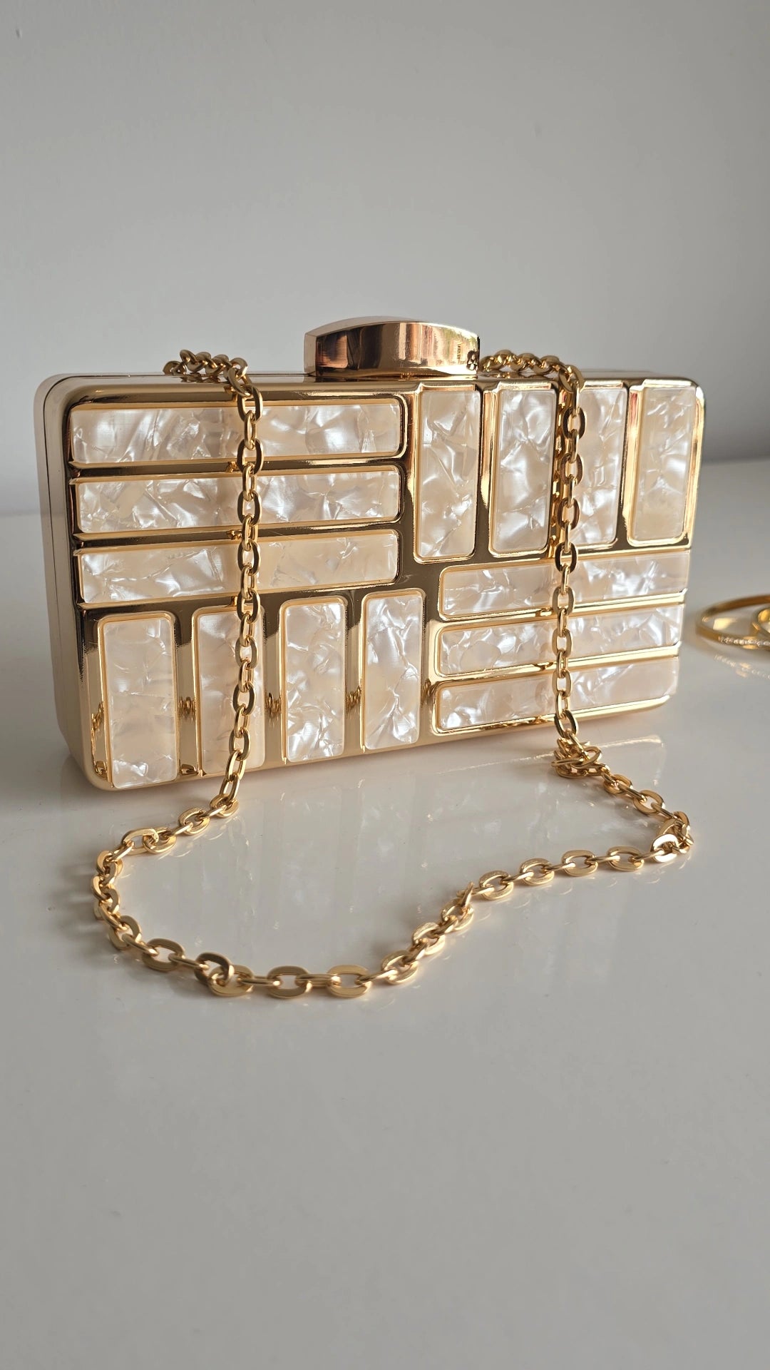 Marble Hardshell Clutch Bag