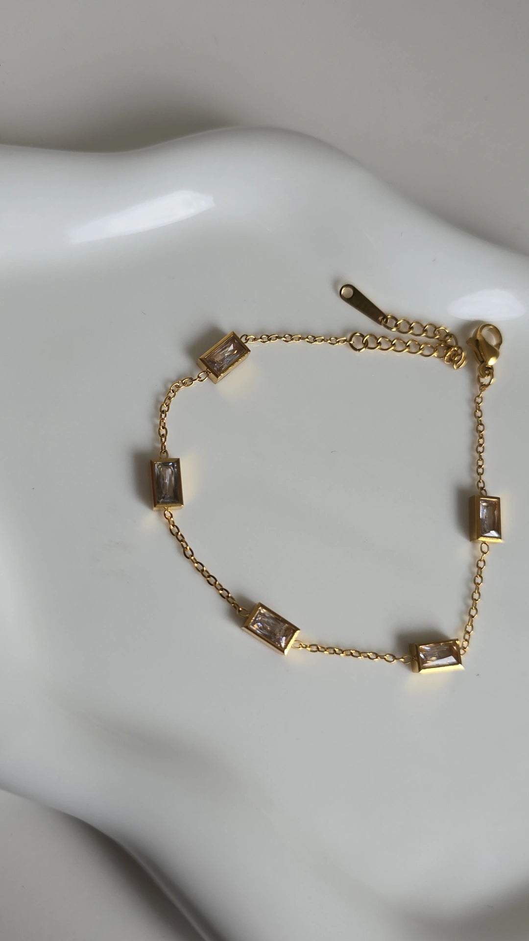 Square bracelet silver Cubic Zirconia Inlay