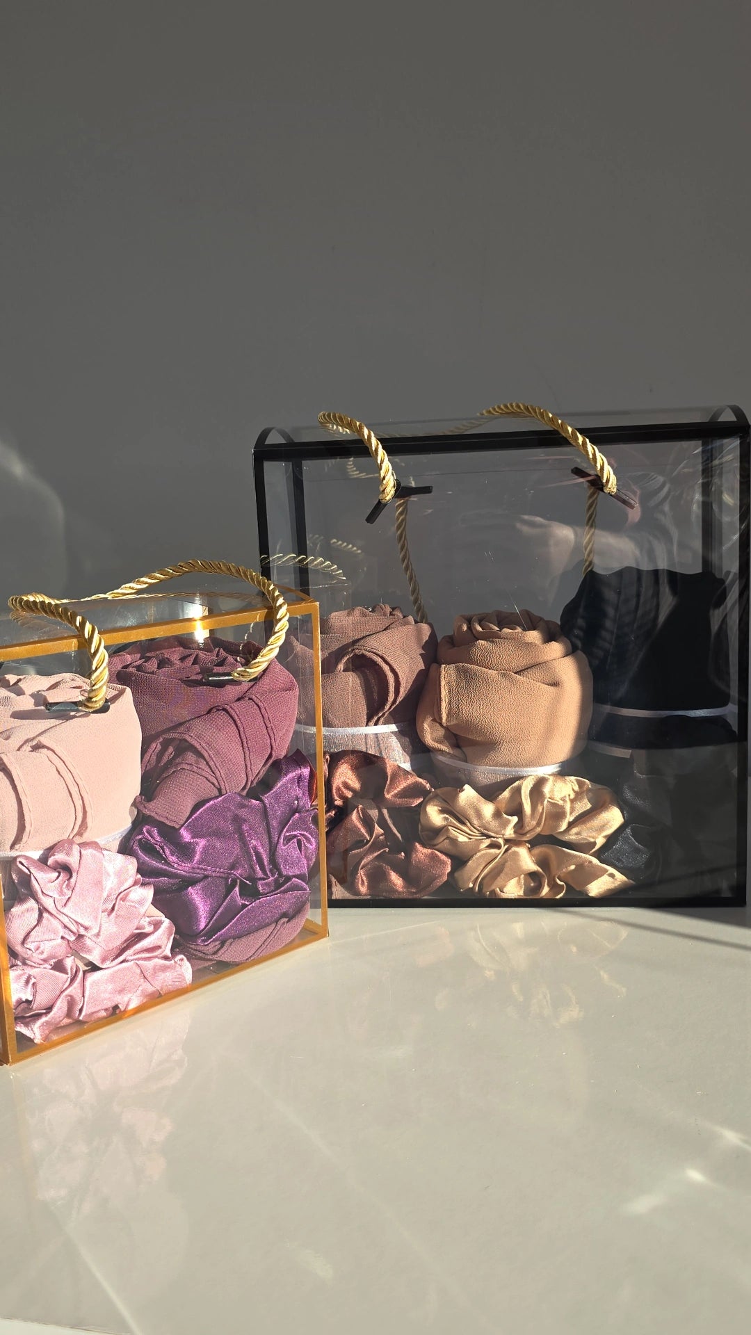 3 Hijabs with scrunchies gift boxs set
