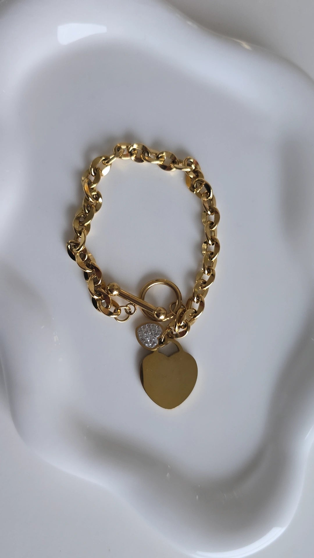Inital 18k Gold plated heart chain bracelet