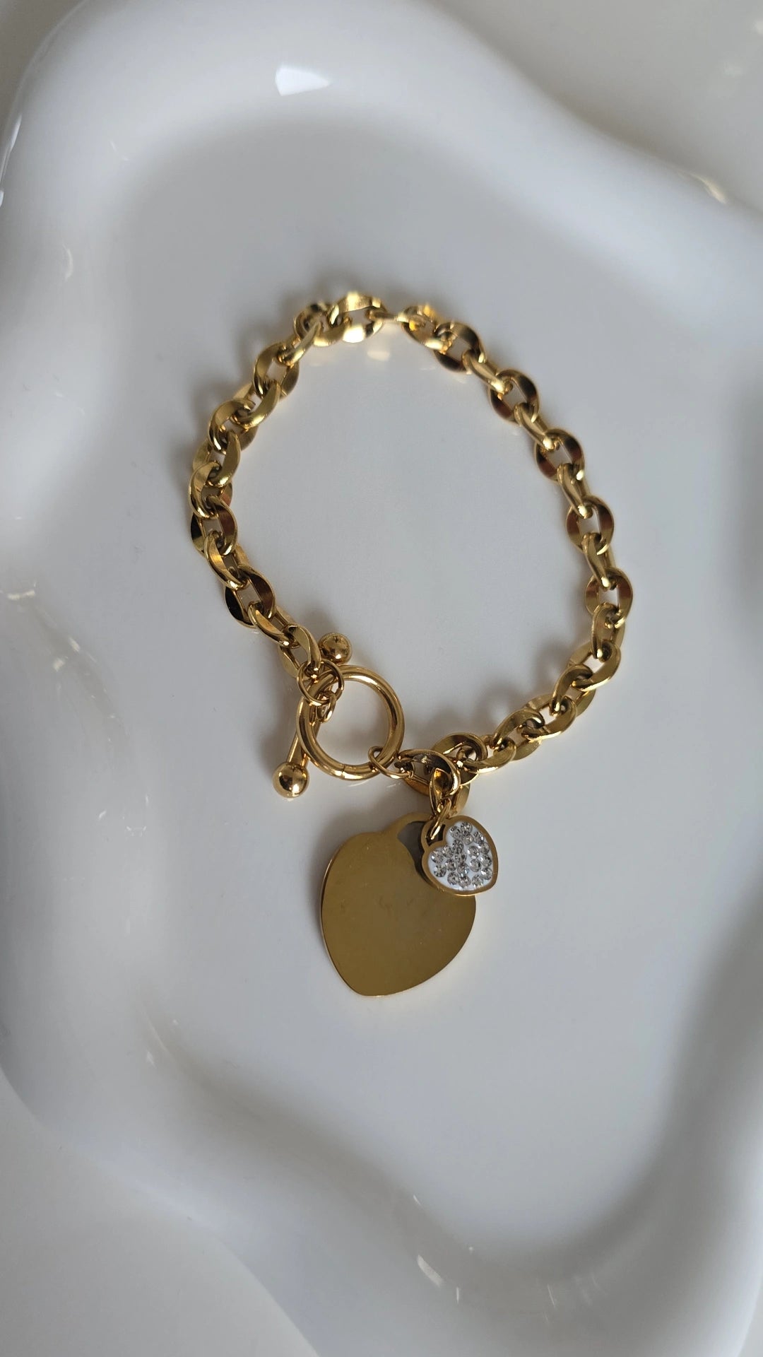 Inital 18k Gold plated heart chain bracelet