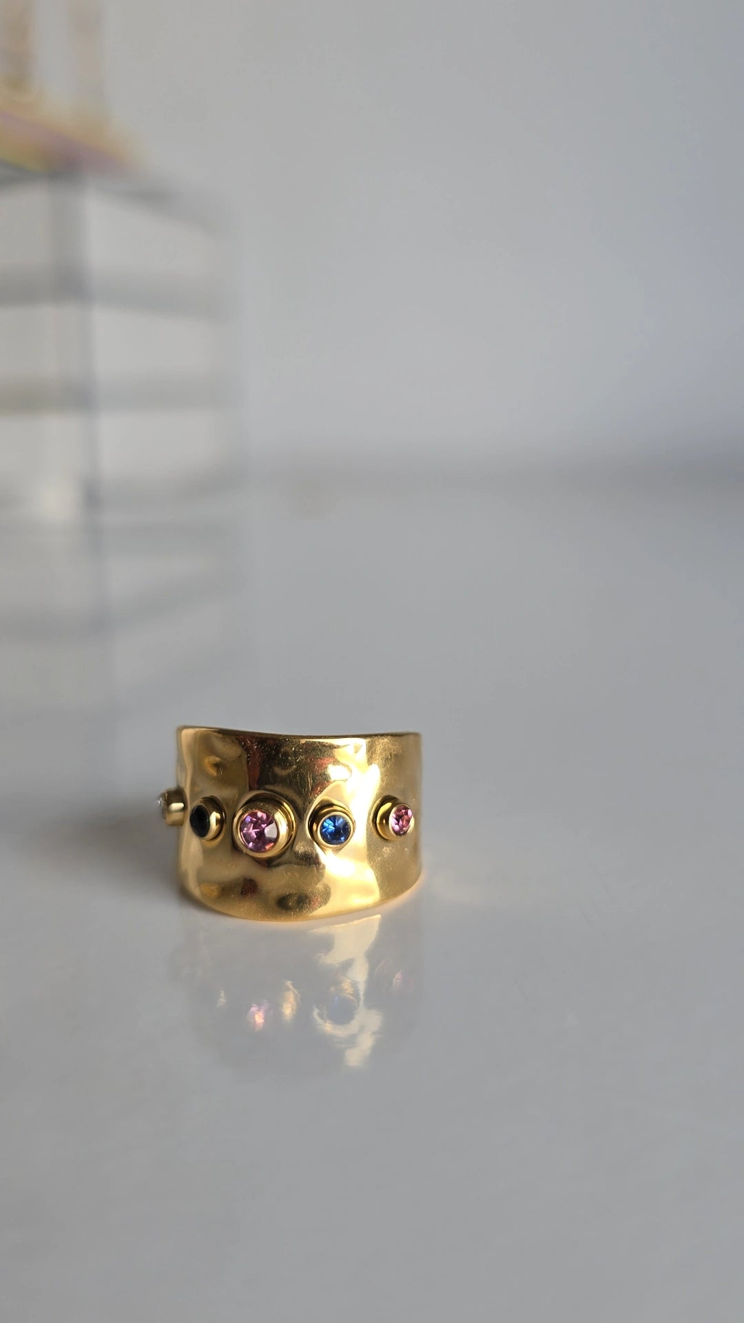18k Gold plated Multil colour Cuff Ring