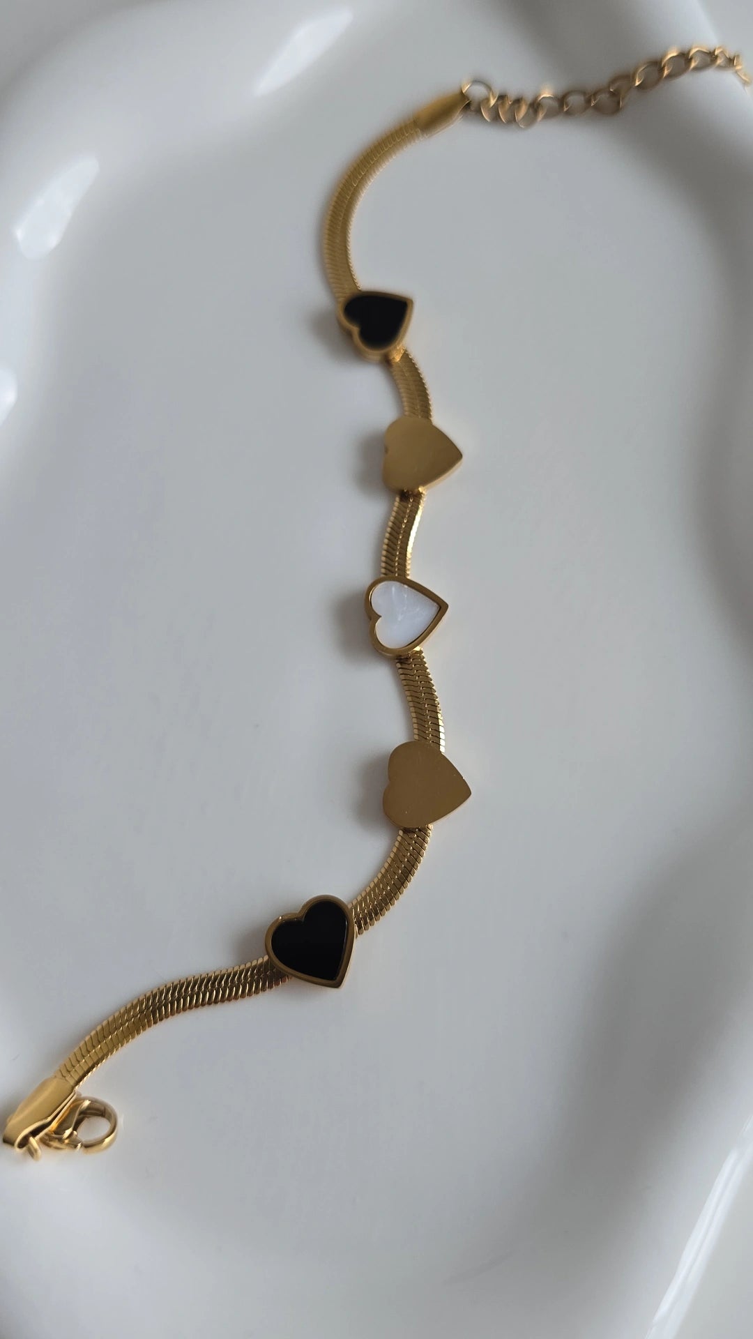 Personalised Gold plated 5 hearts bracelet