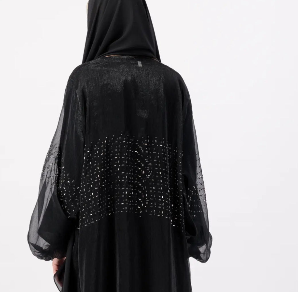Black overcoat gemstone Abaya