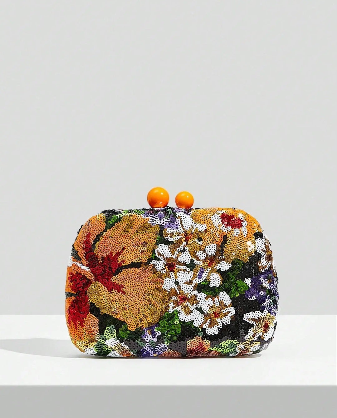 Sequin forest magnet clutch Bag