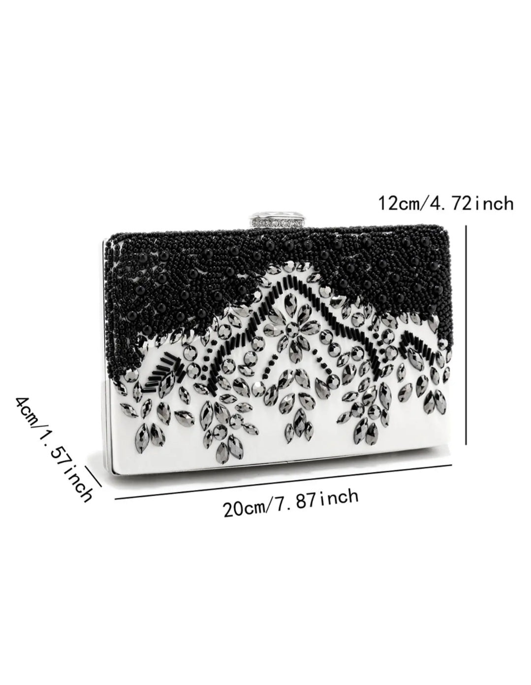 Beaded black and white clutch Bag