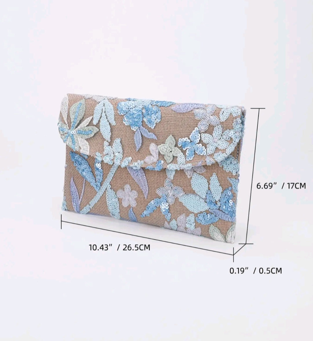 Floral envelope clutch Bag