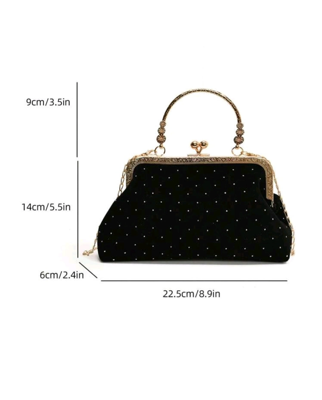 Velvet Crossbody Bag with studs
