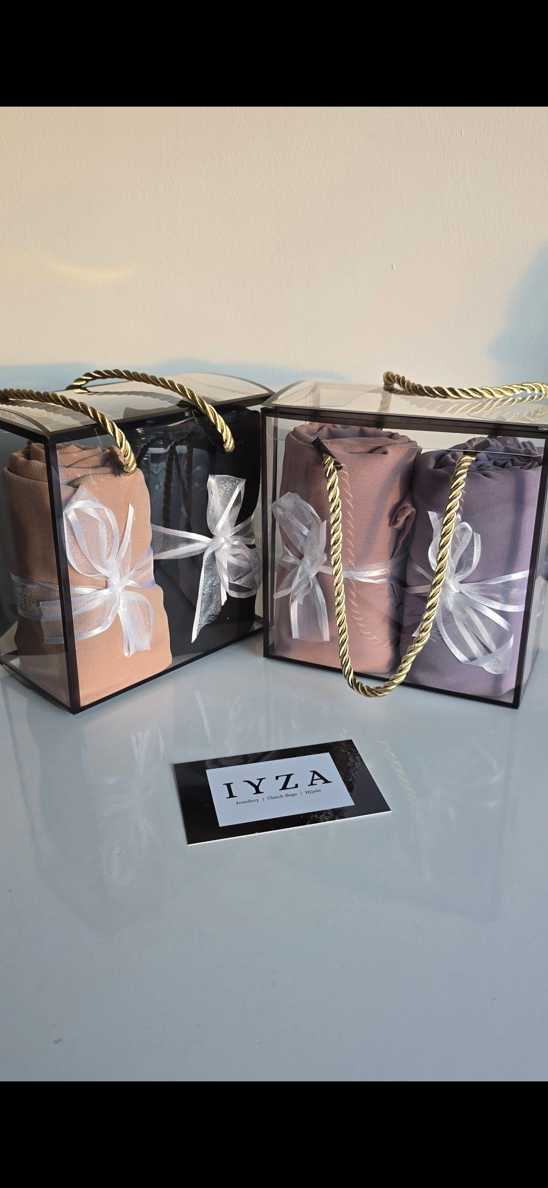 2 Hijabs with scrunchies gift boxes set
