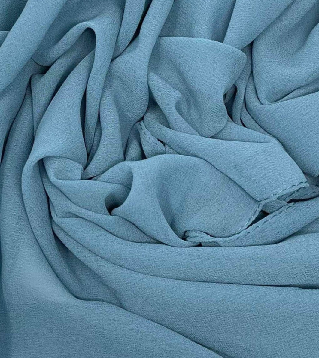 Premium ocean Blue Chiffon