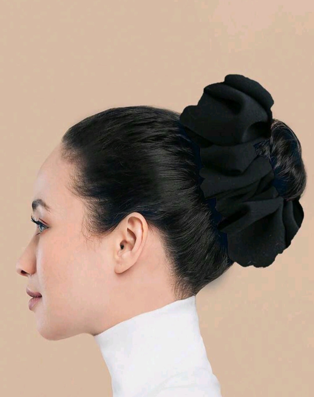 Black Large Chiffon Scrunchie