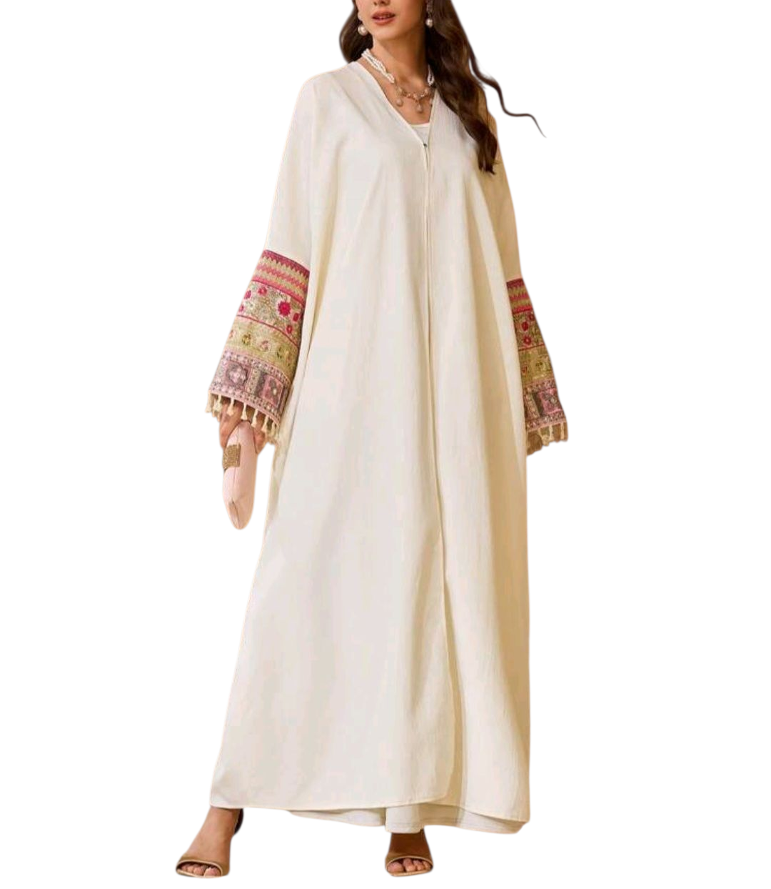 Detailed Embroidery Sleeve Arabian Abaya