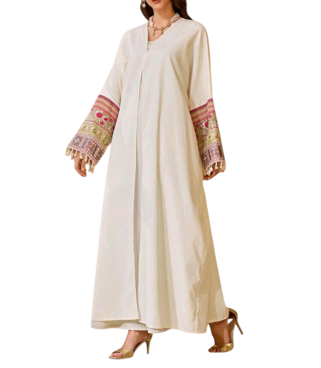 Detailed Embroidery Sleeve Arabian Abaya