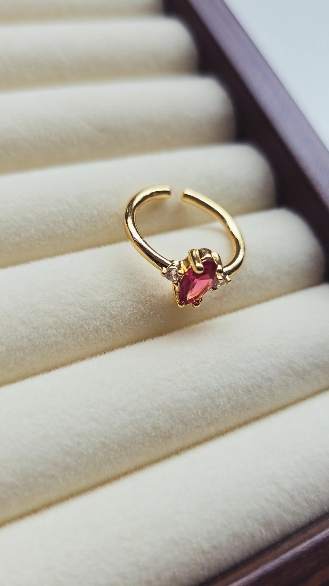 Ruby Red Stone Ring 18k Gold plated/Stainless Steel