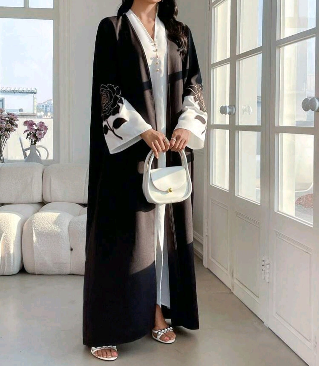Black Rose open Abaya