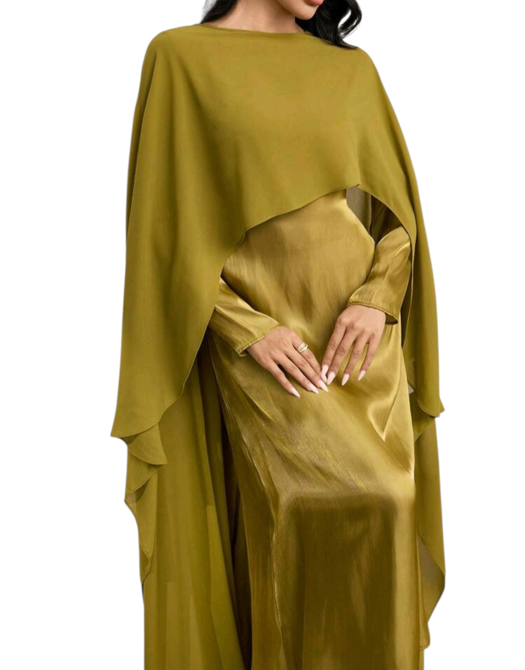 Olive Green Cape Dress