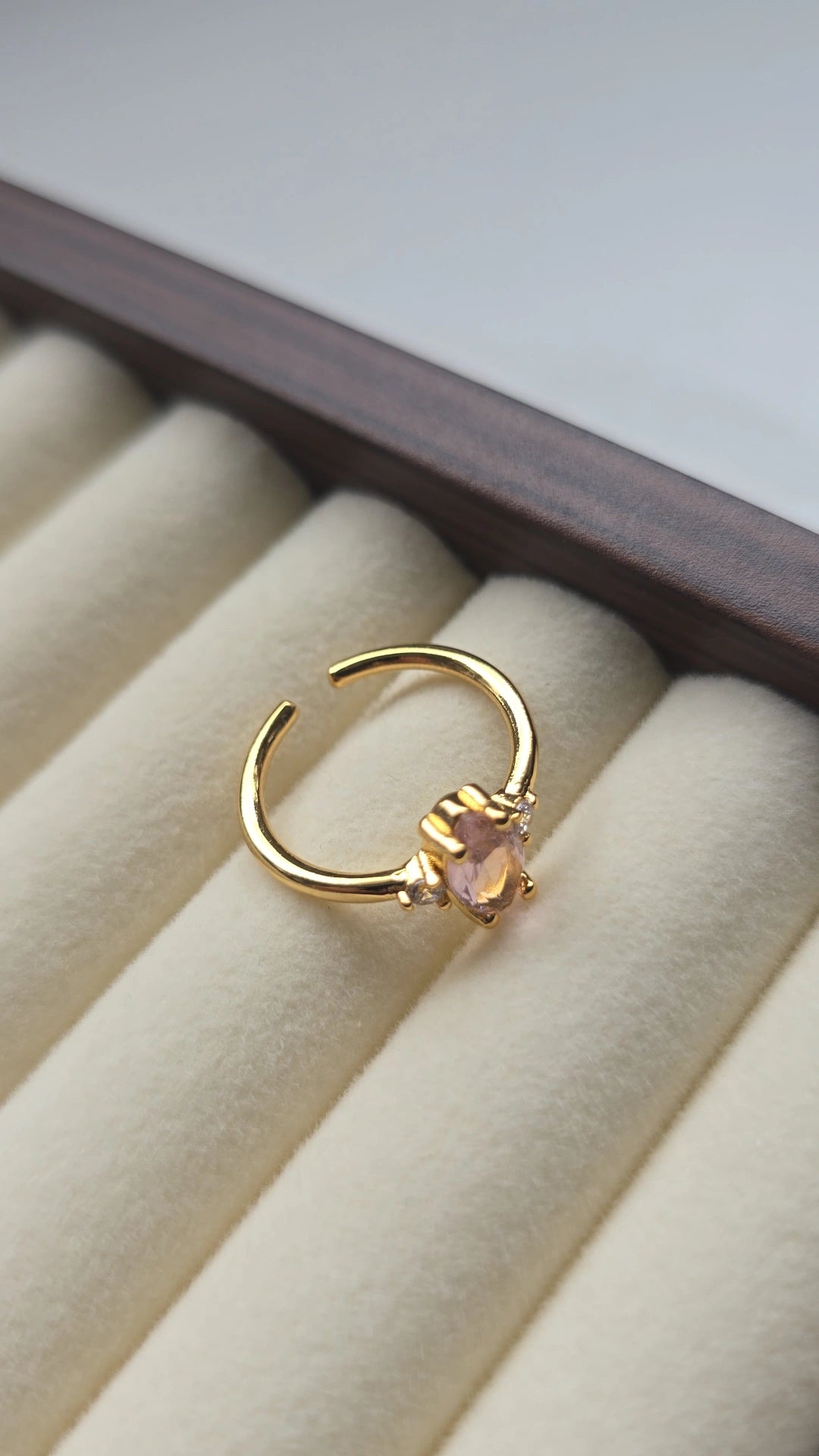 Baby Pink Stone Ring 18k Gold plated/Stainless Steel