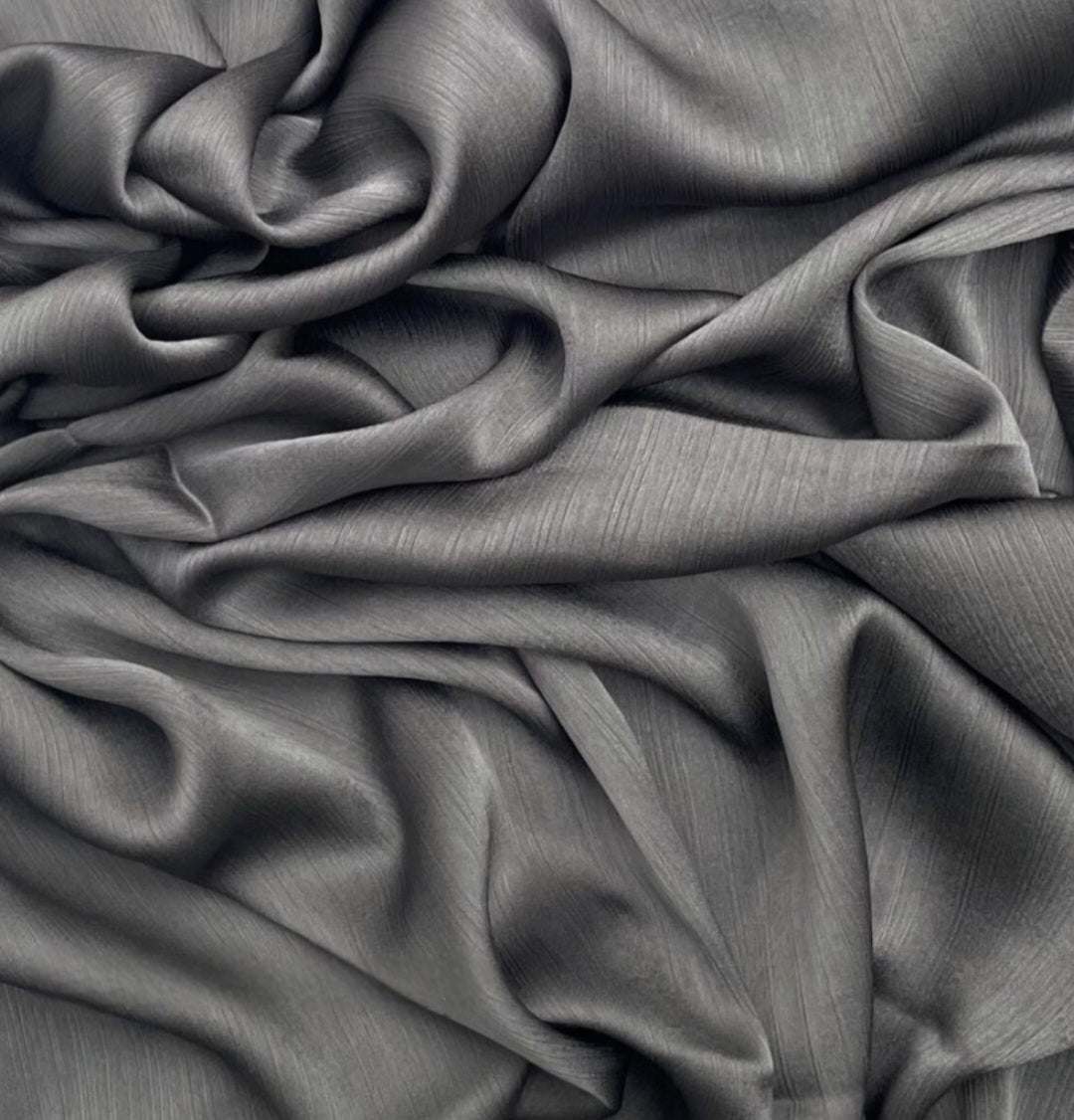 Satin Crinkle Metal Grey Hijab