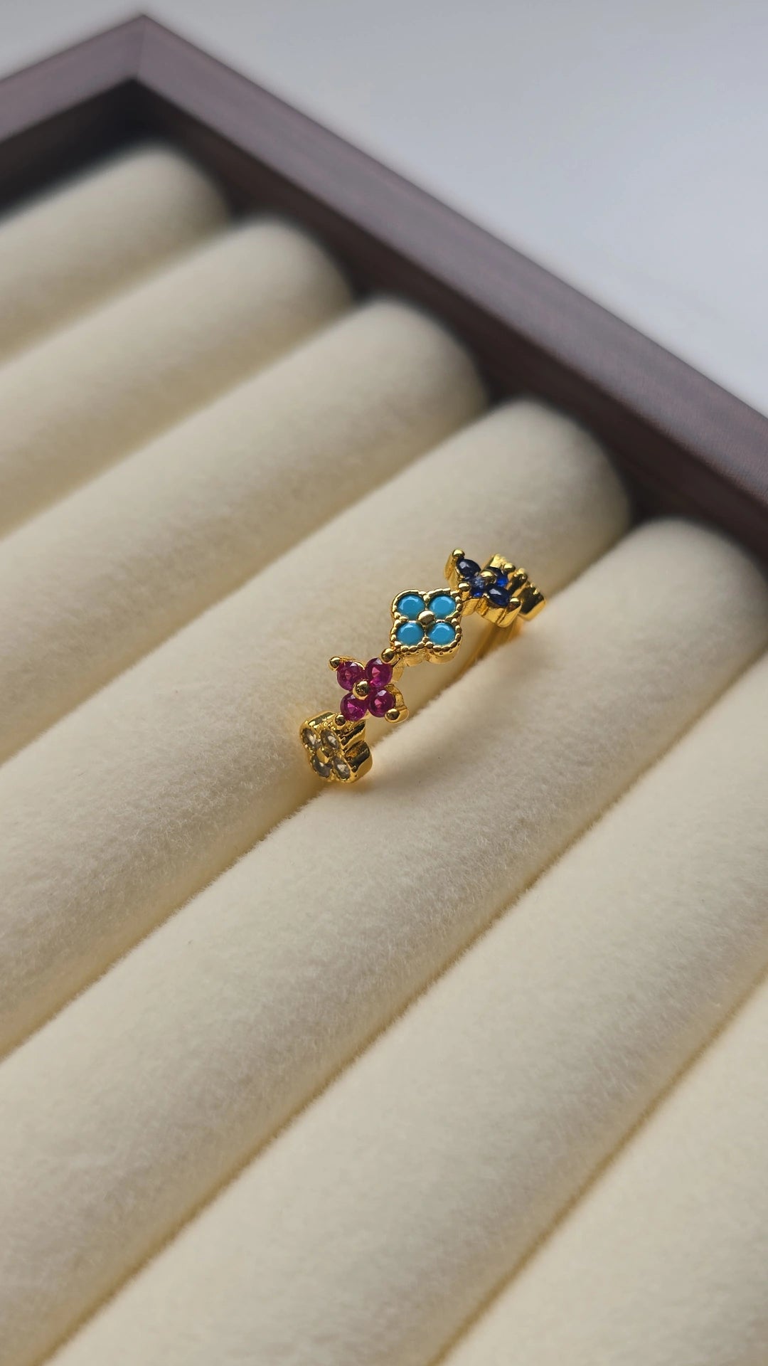 Multi Colour Flower Ring 18k Gold plated /Stainless Steel