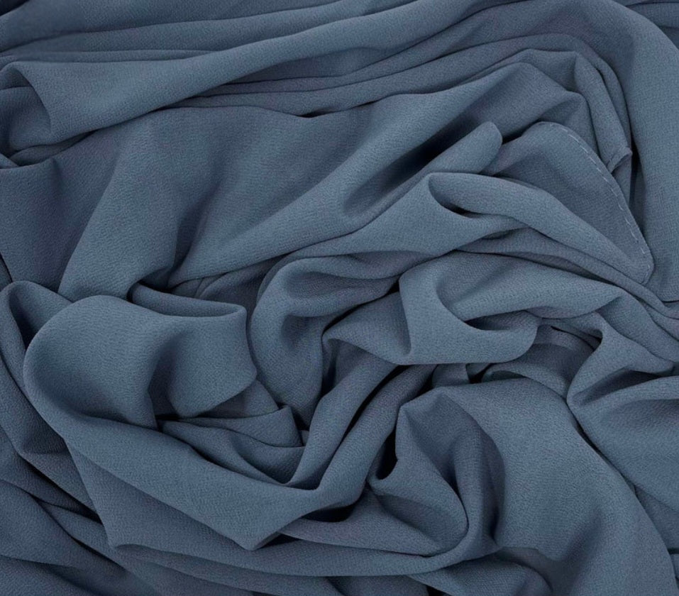 Premium Steel Blue Chiffon