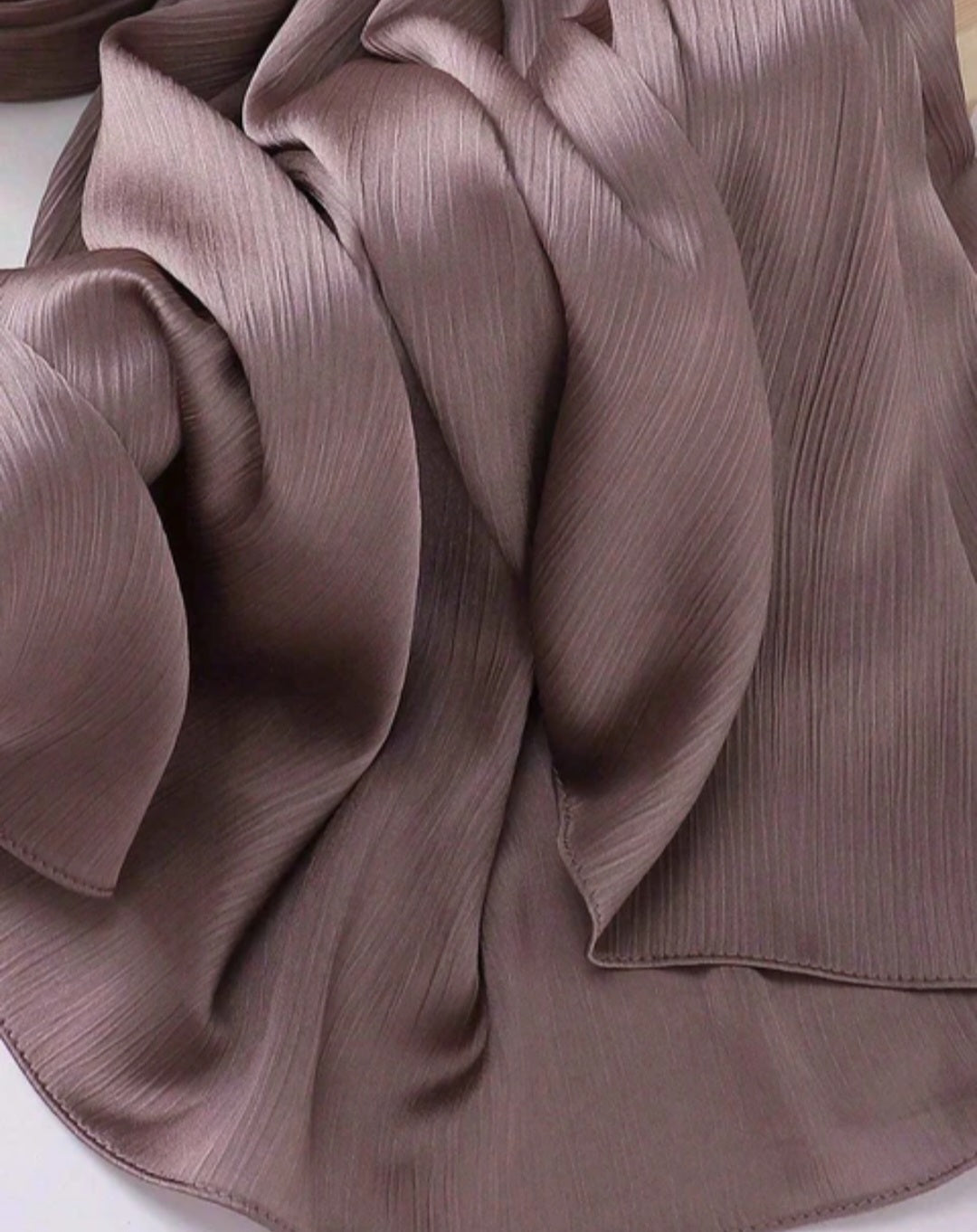 Dusty Taupe satin crinkle hijab