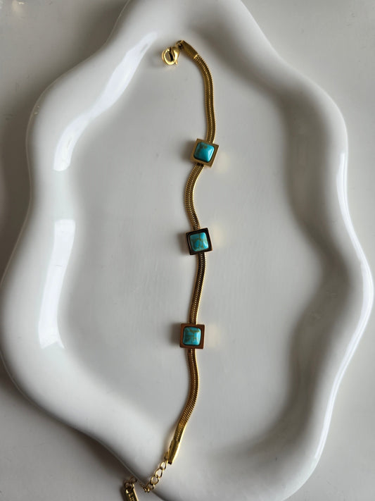 18k Gold plated marble blue bracelet