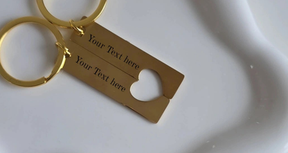 2pcs Connecting personalised love heart keyring