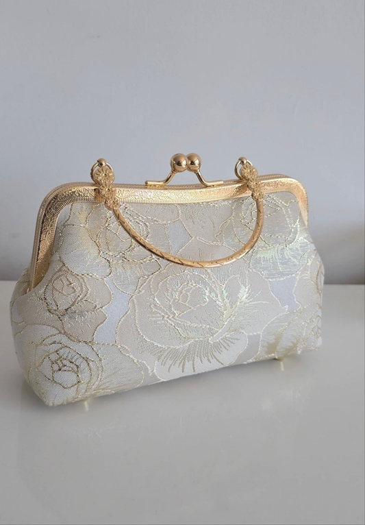 Gold Flower Embroidery clutch/cross Bag