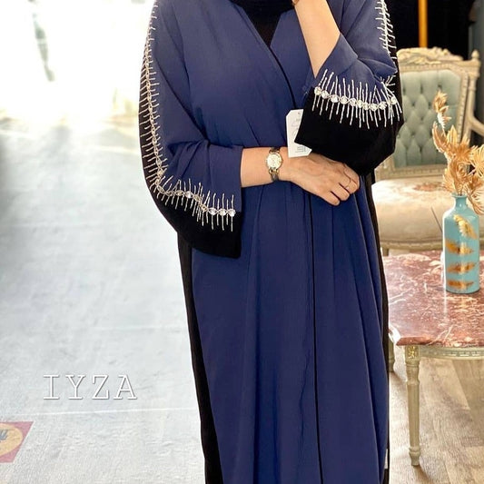 Navy and black abaya with embellishments