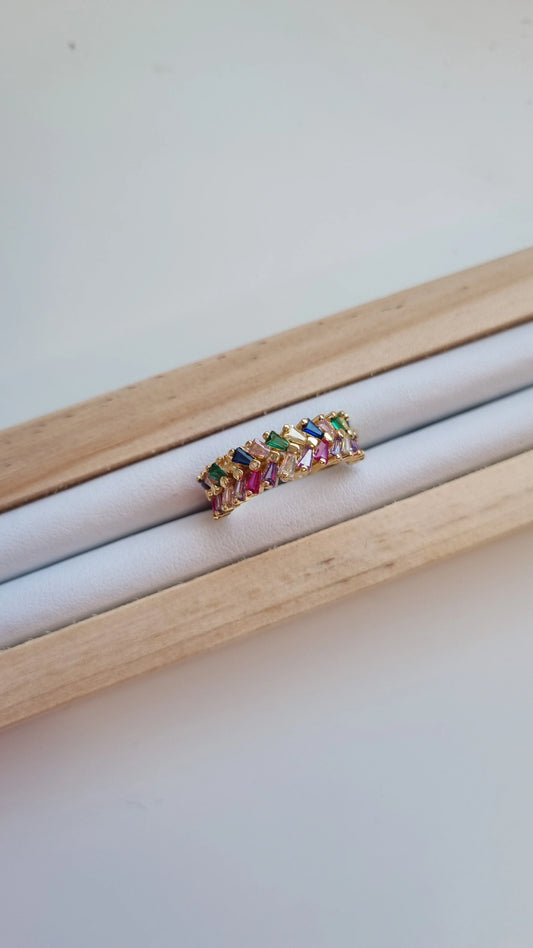 Colourful inlaid style ring