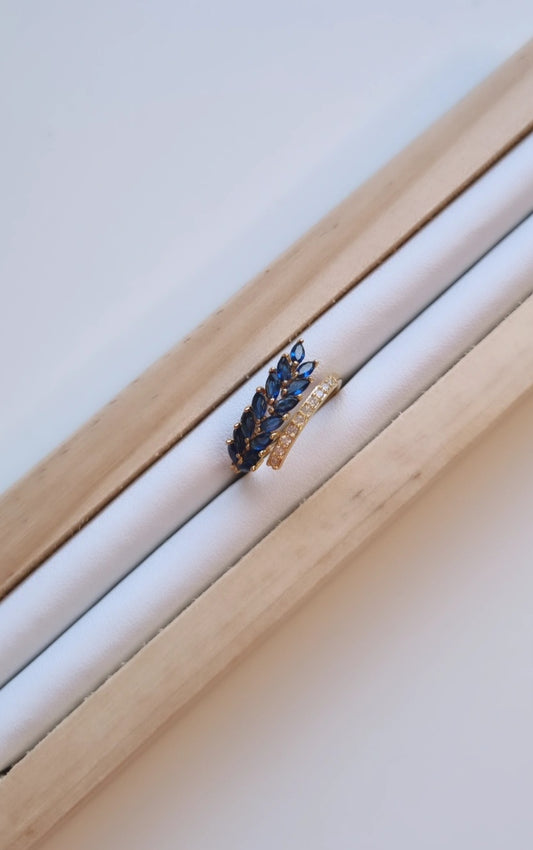 Navy blue gold wrap ring