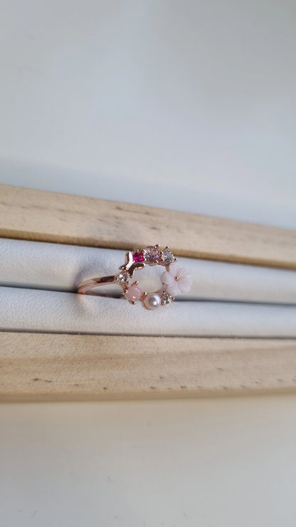 Halo rosegold flower ring