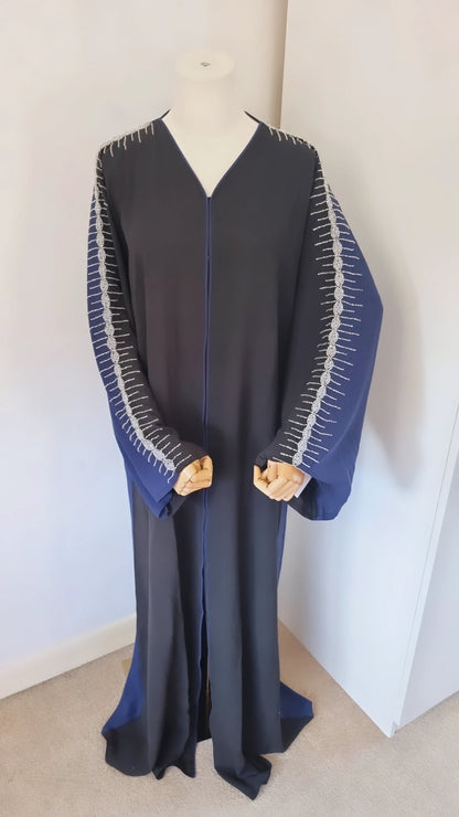 Black and navy abaya with embellishments