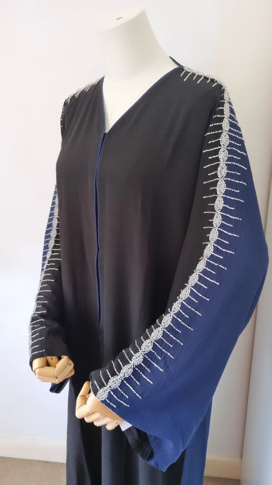 Black and navy abaya with embellishments