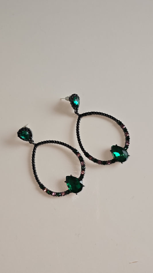 Forest green drop earrings