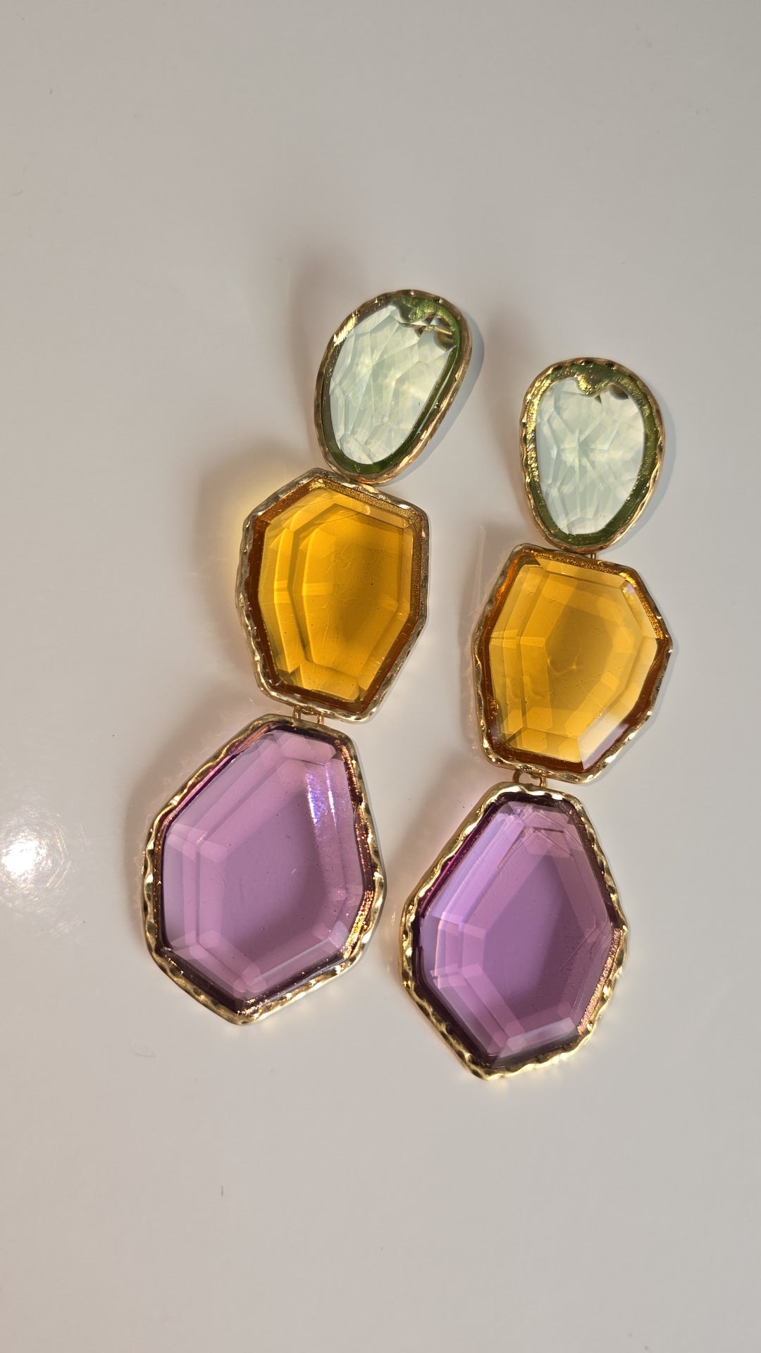 Large tear drop pastel earrings