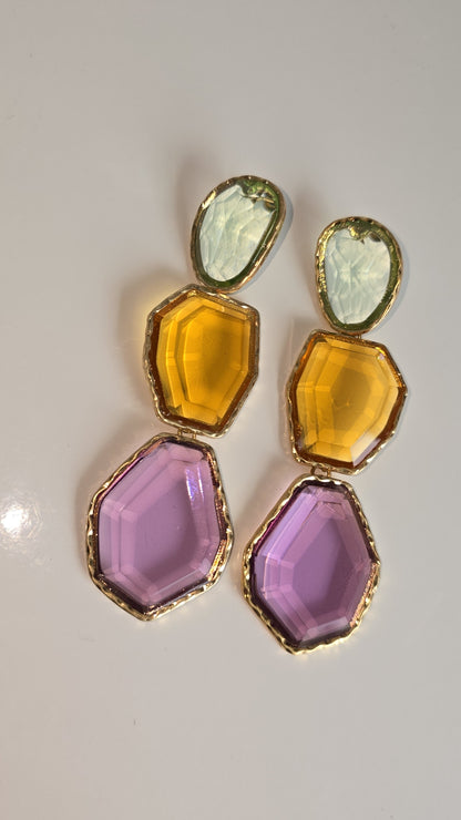 Large tear drop pastel earrings