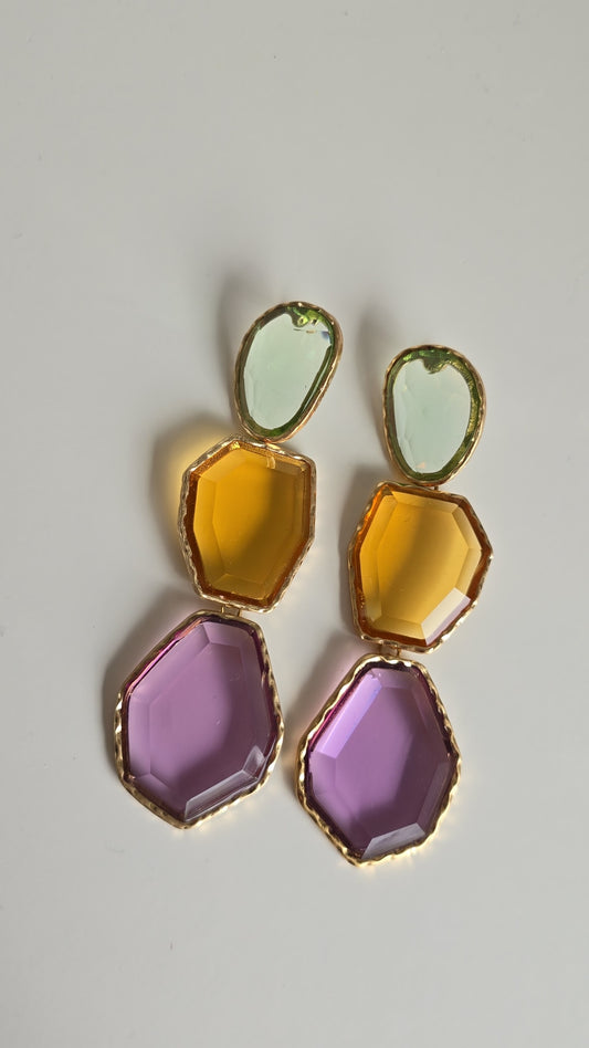 Large tear drop pastel earrings