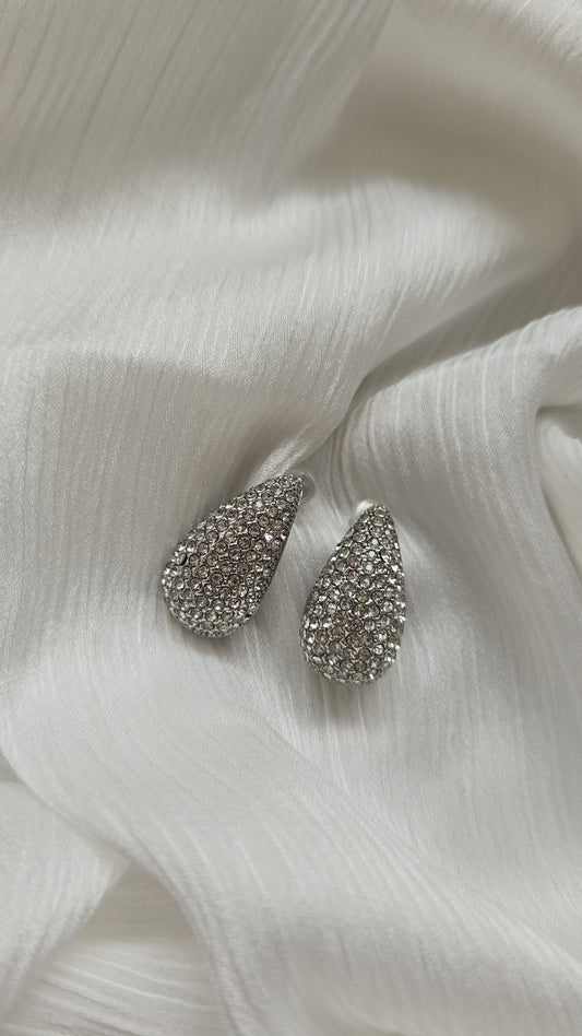 Silver Rhinestone waterdrop earring