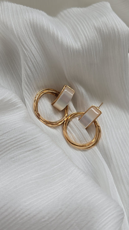 White/Gold  hoop earring