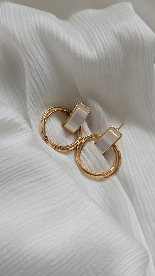 White/Gold  hoop earring
