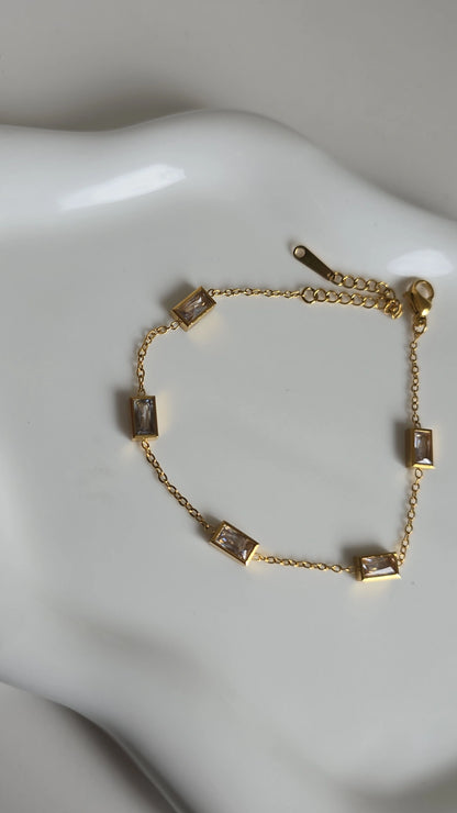 Square bracelet silver Cubic Zirconia Inlay