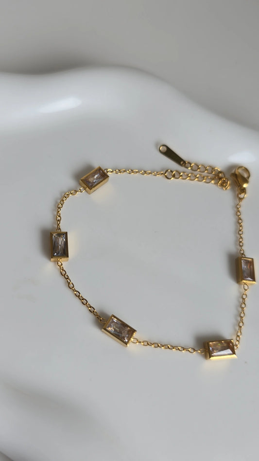 Square bracelet silver Cubic Zirconia Inlay