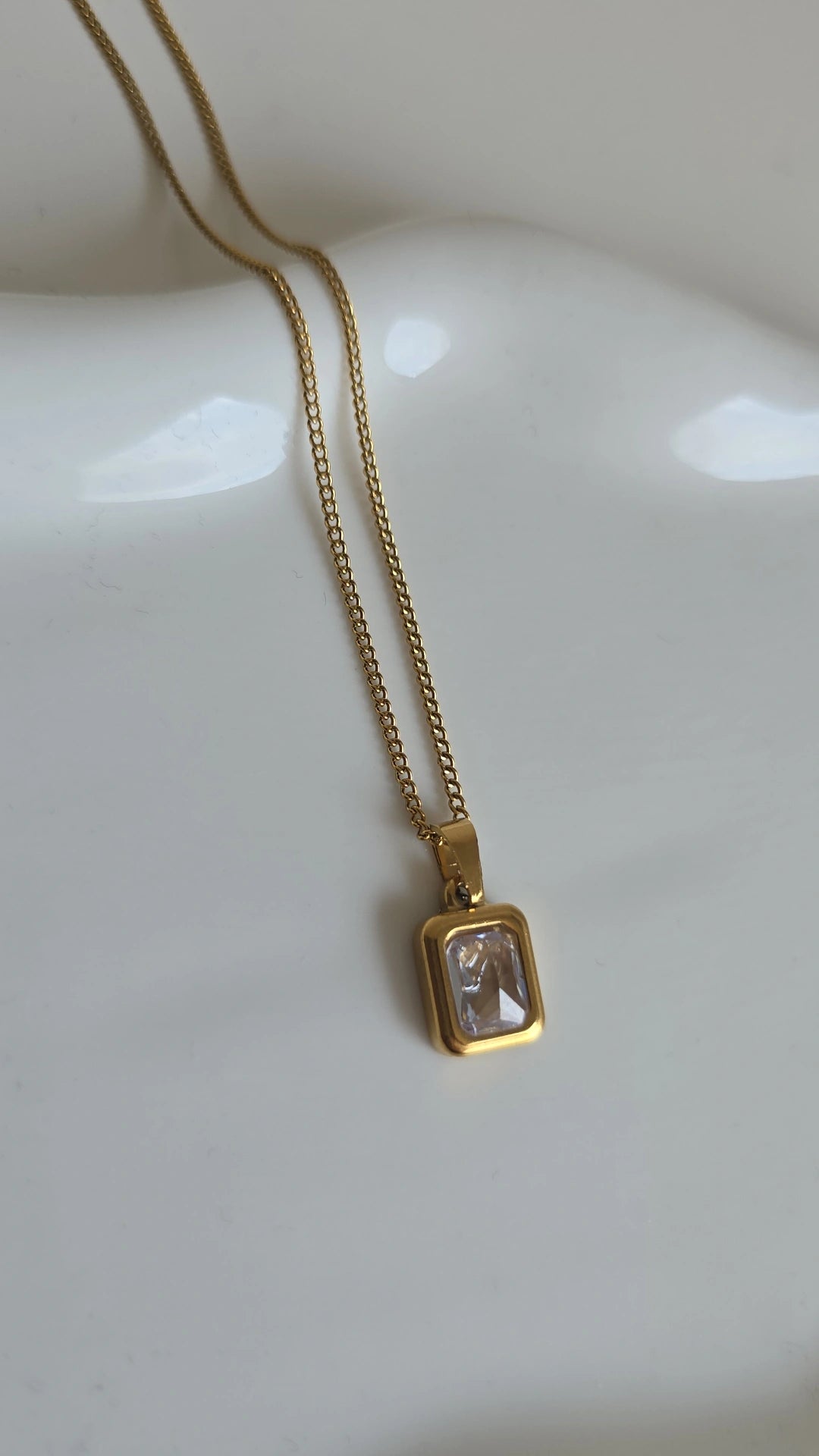 Square stone necklace