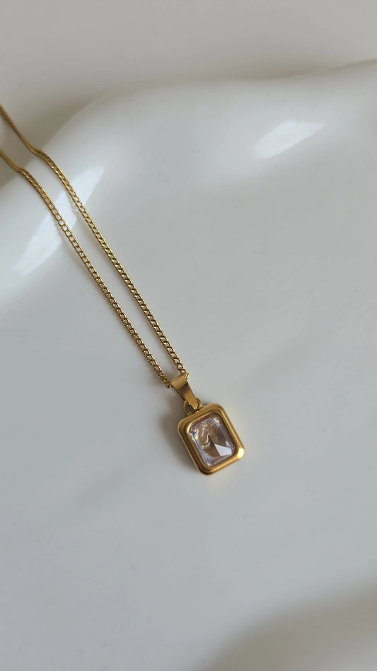 Square stone necklace